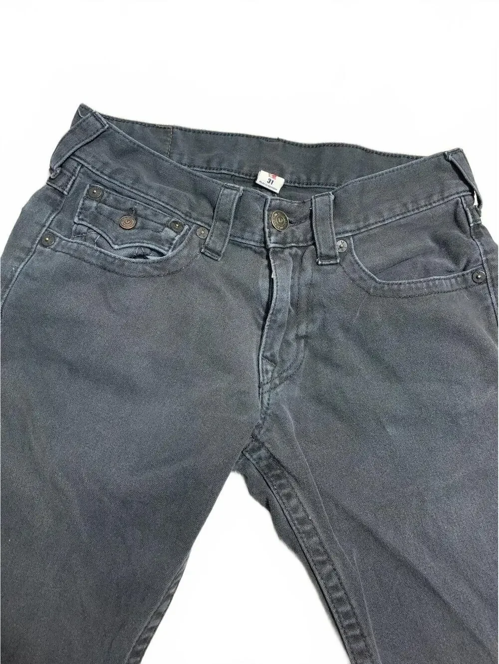 True Religion Men's Y2k Black Denim Cut-Off Shorts Size 31